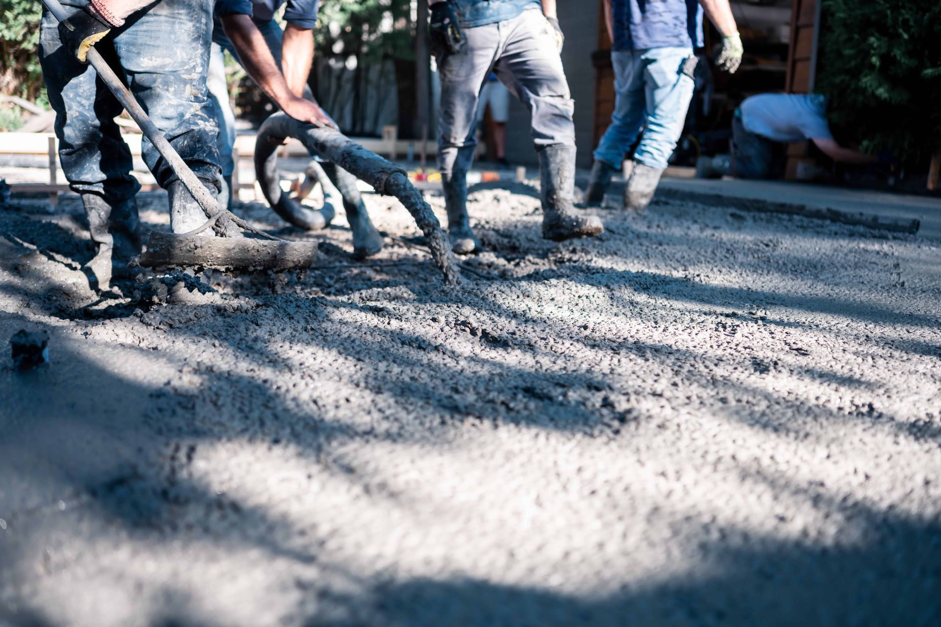 Men Pouring a Concrete Driveway