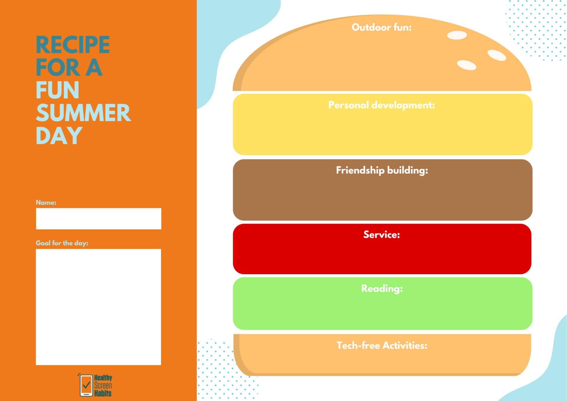 Recipe for a Fun Summer Day Graphic Organizer Recipe for a Fun Summer Day Graphic Organizer