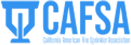 A blue and white logo for cafsa on a white background