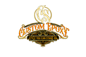 Custom Epoxy logo with gold lettering and ornate emblem on a white background, reading &ldquo;Style You Can Stand On.&rdquo;