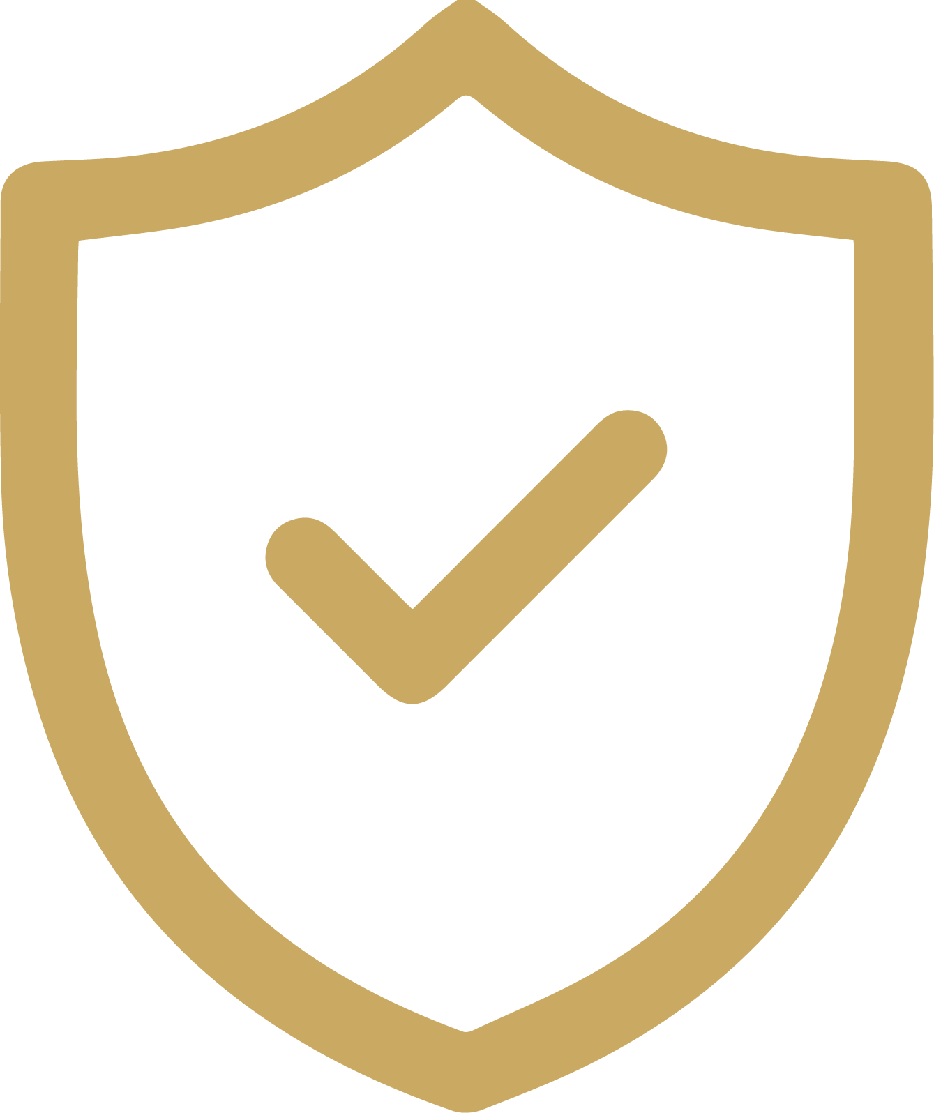 Gold shield with a checkmark icon