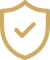 Gold shield with a checkmark icon