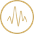 Gold circle with a gold heartbeat line on a white background