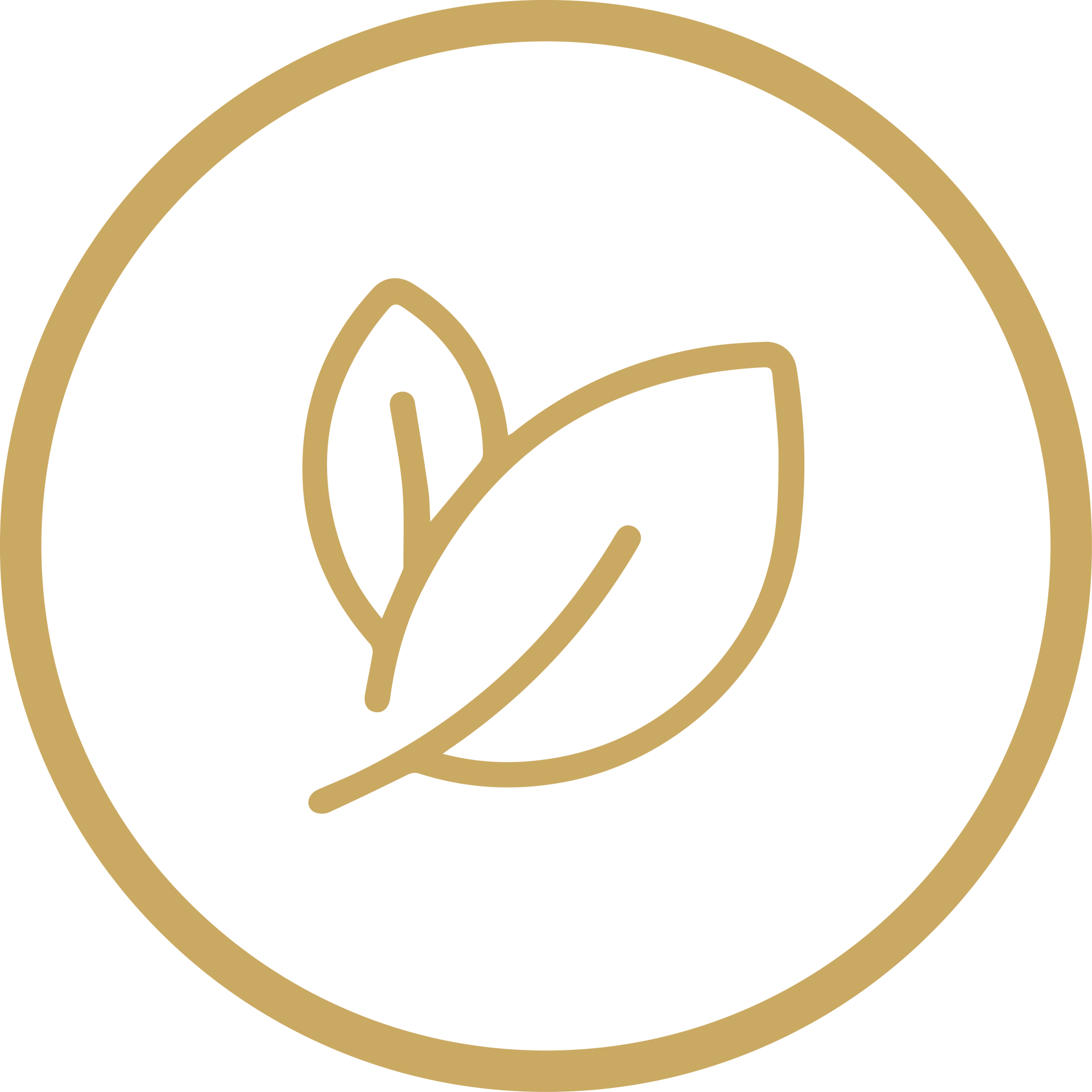 Gold leaf logo inside a gold circle on a white background
