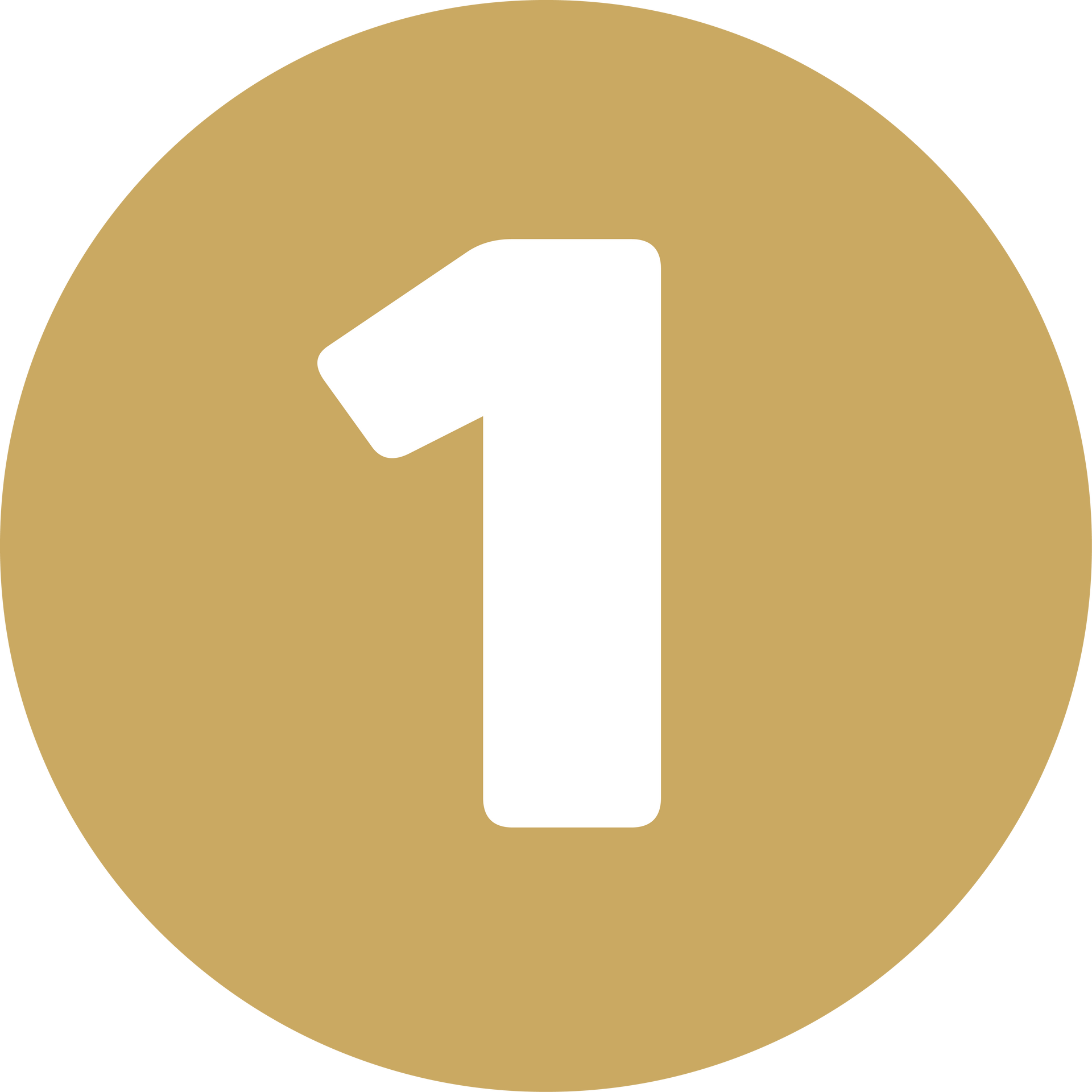 Gold circle with a white number 1