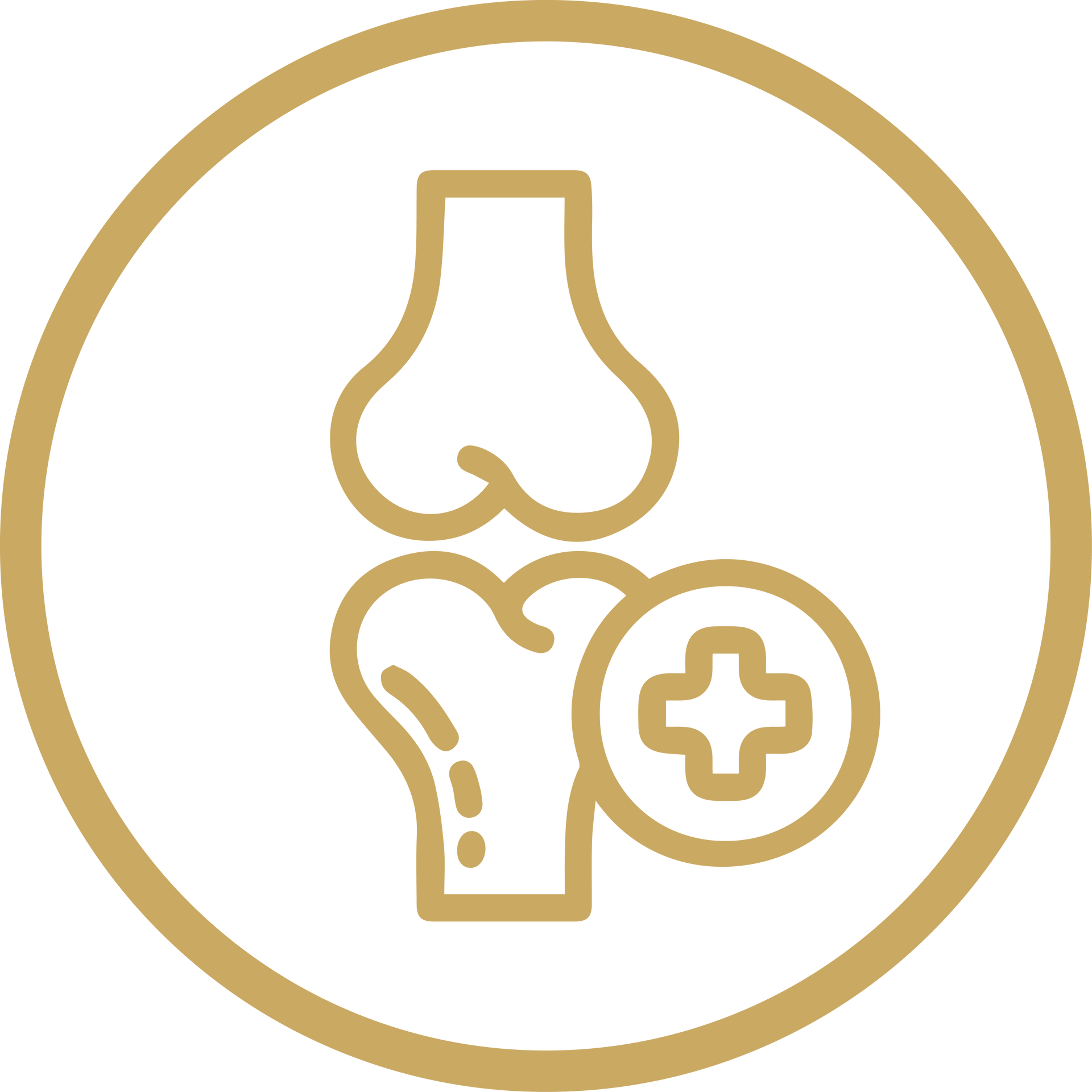 Gold outline of a foot and knee joint with a medical plus symbol inside a circle