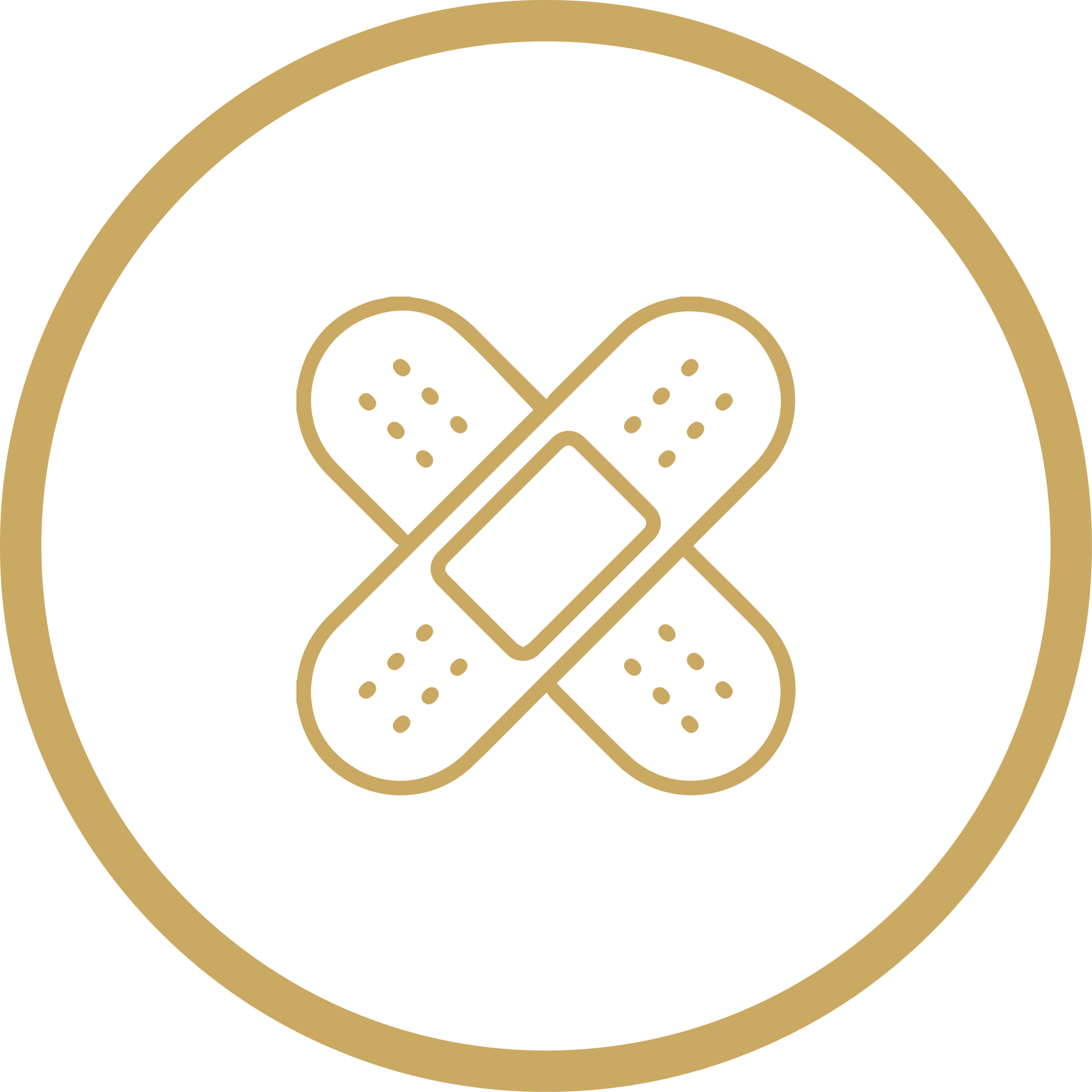 Gold bandage icon inside a gold circle on a white background