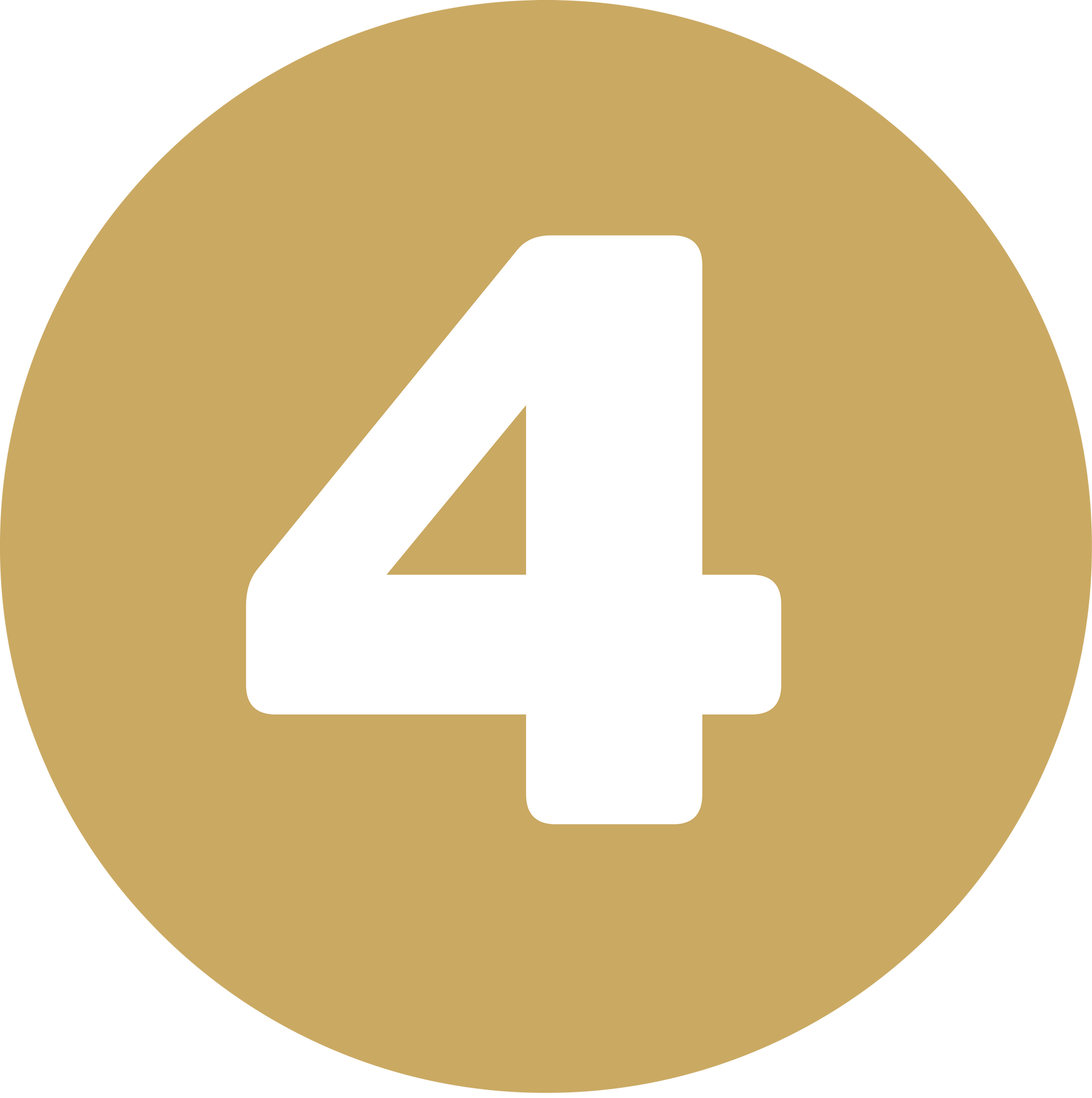 White number 4 on a gold circle background