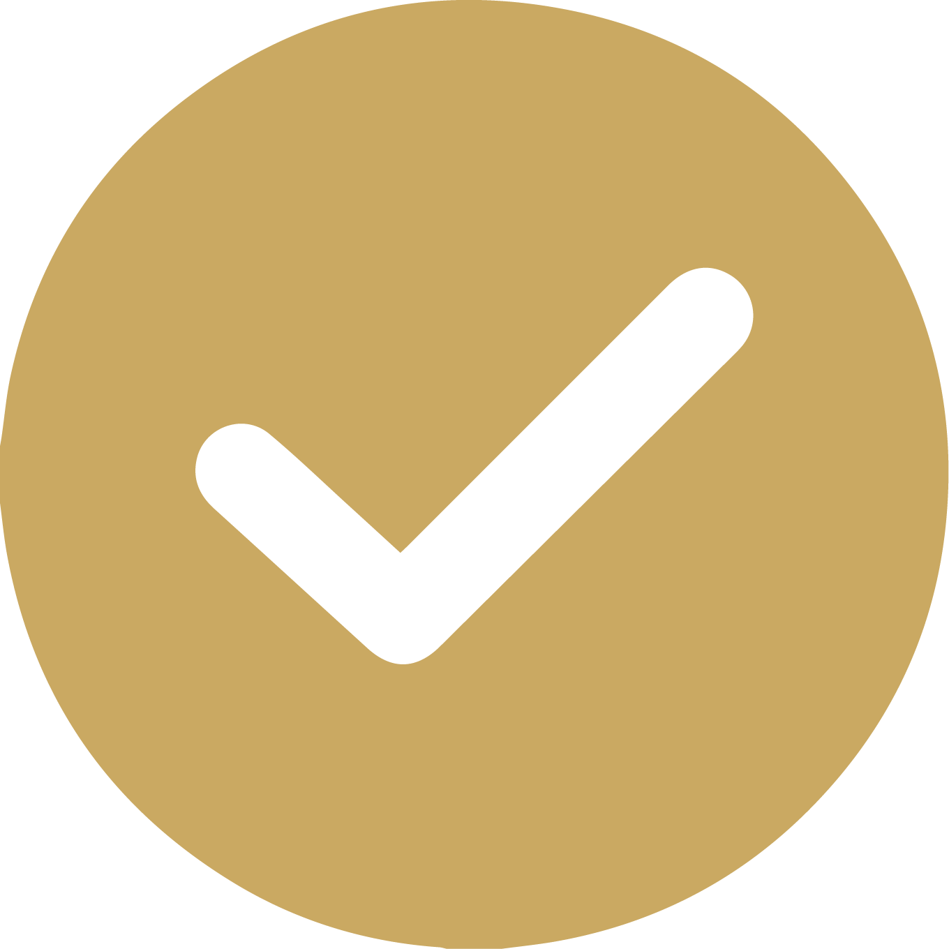 Gold circle with a white checkmark icon