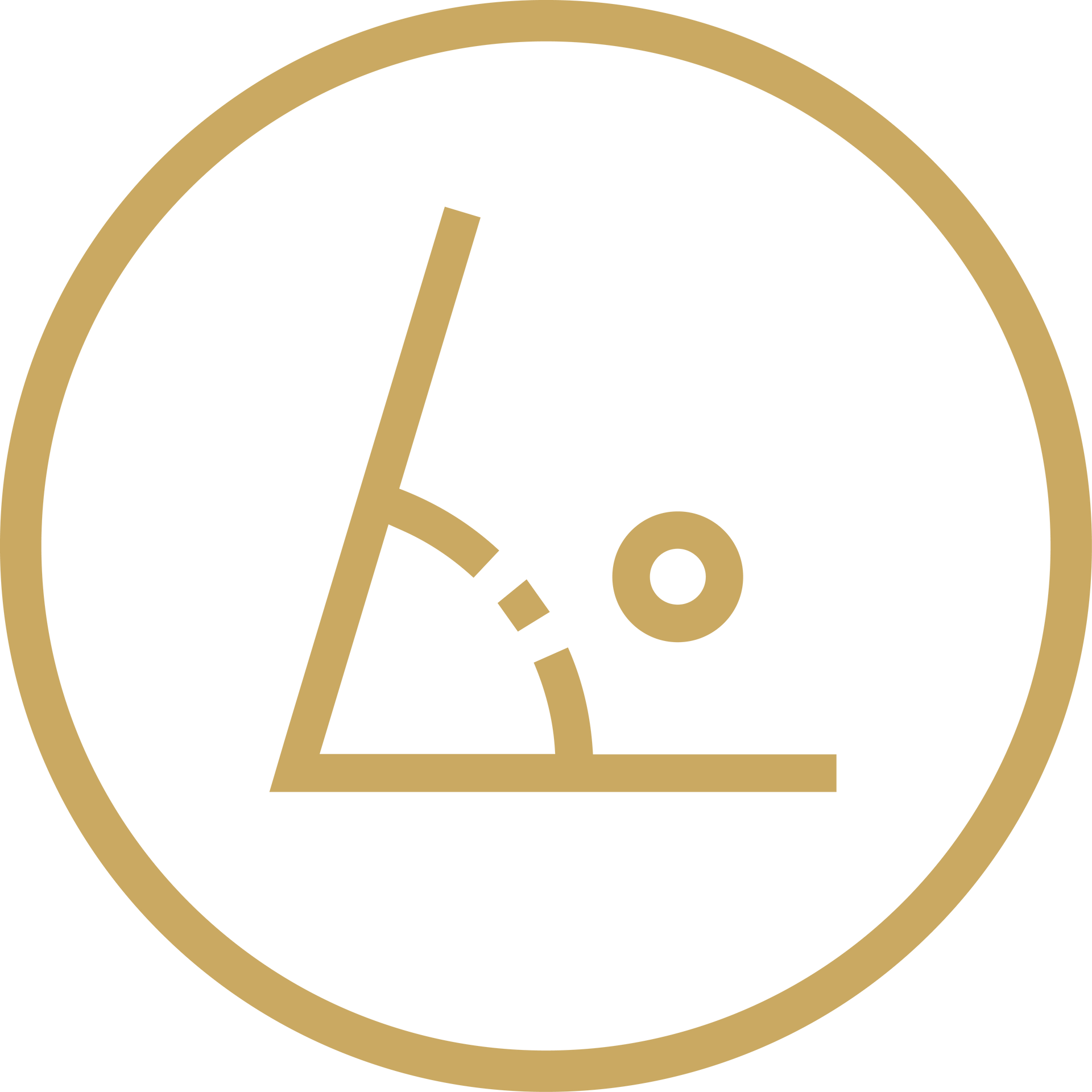 Gold circular icon showing a slanted line, right angle, and degree symbol, like a geometry angle symbol