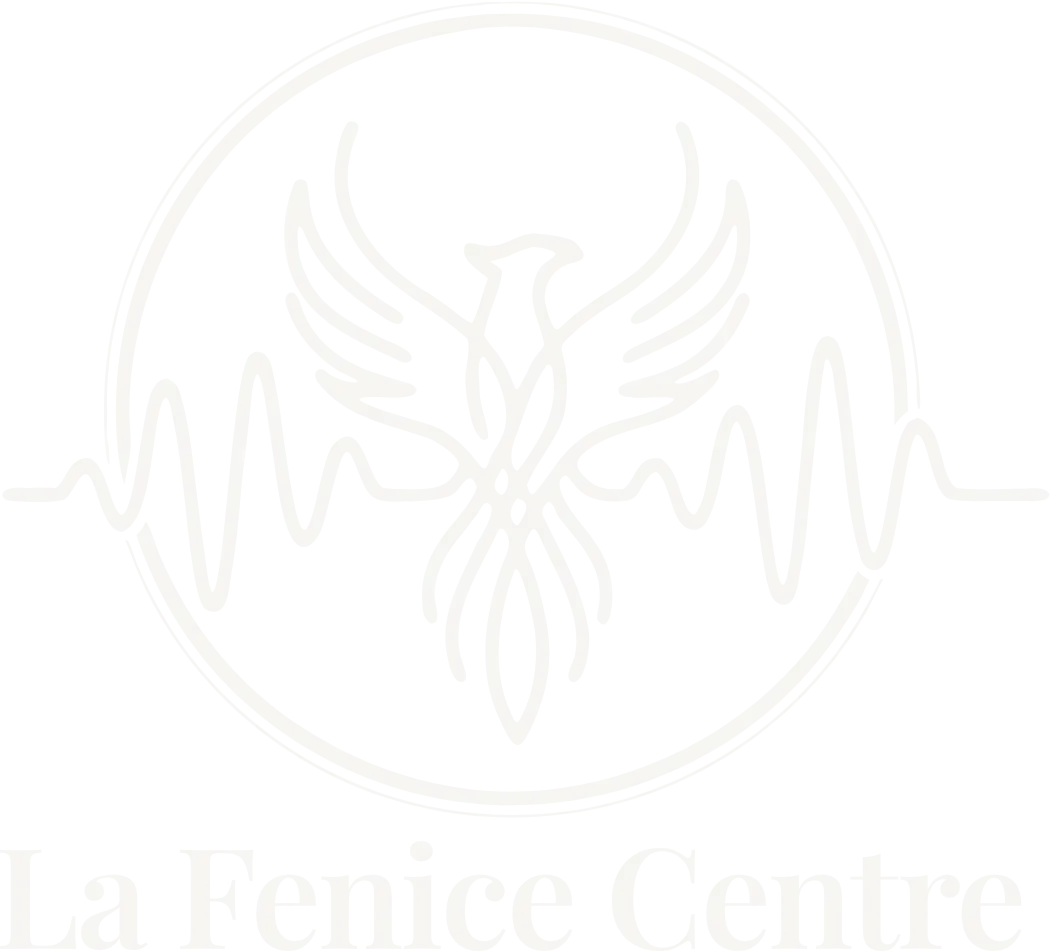 Faint logo with a winged medical symbol and heartbeat line above the text “La Fenice Centre”