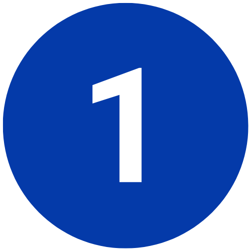 White number 1 on a blue circle.