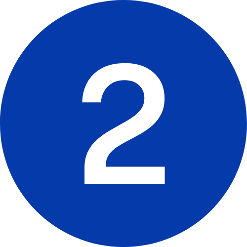 White number 2 on a blue circle.