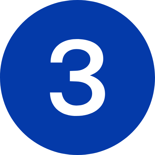 White number 3 inside a blue circle.