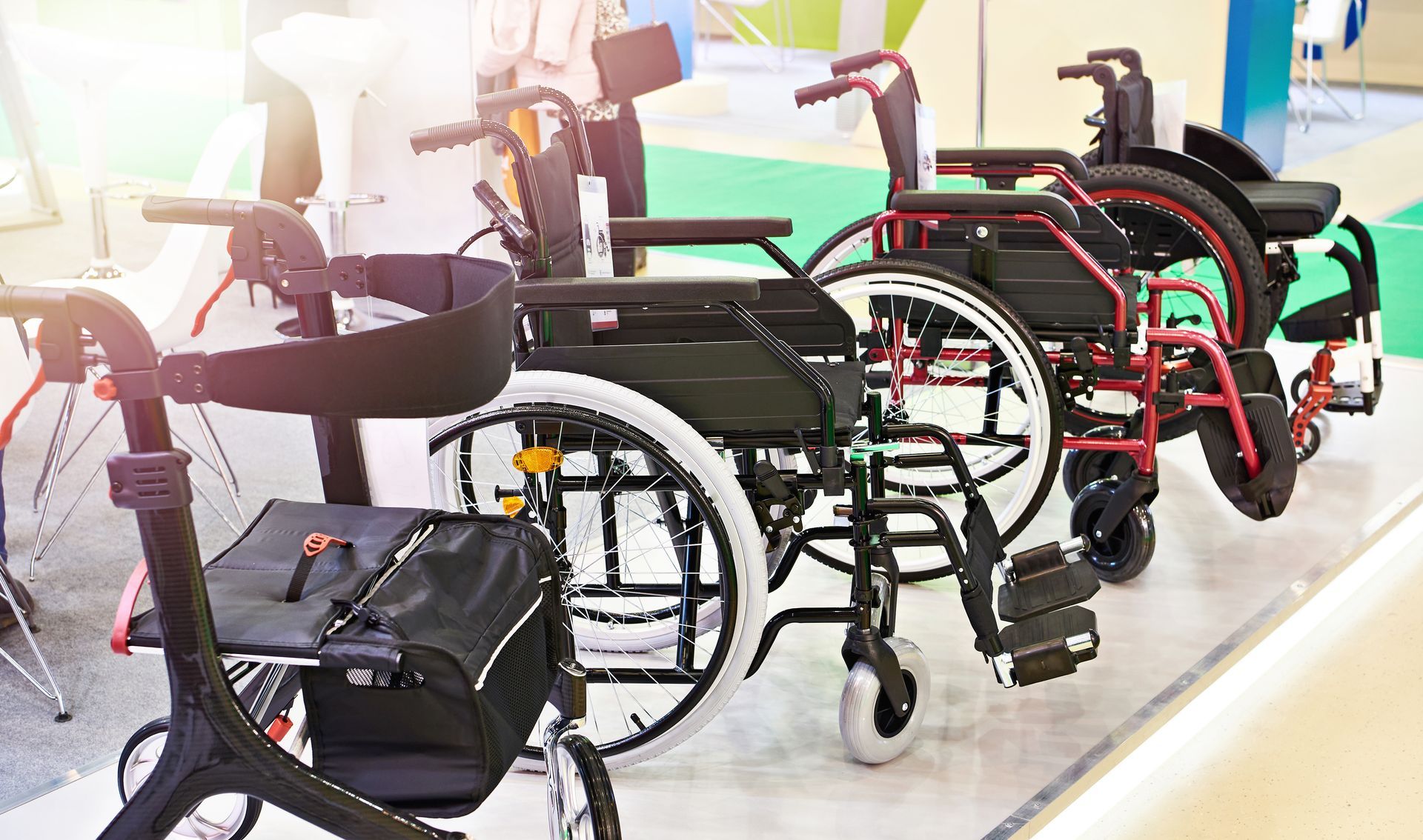 Wheelchair rental for people in a store.
