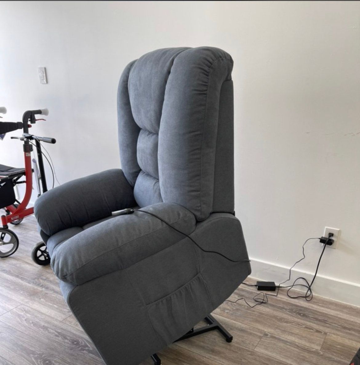 Gray power lift recliner
