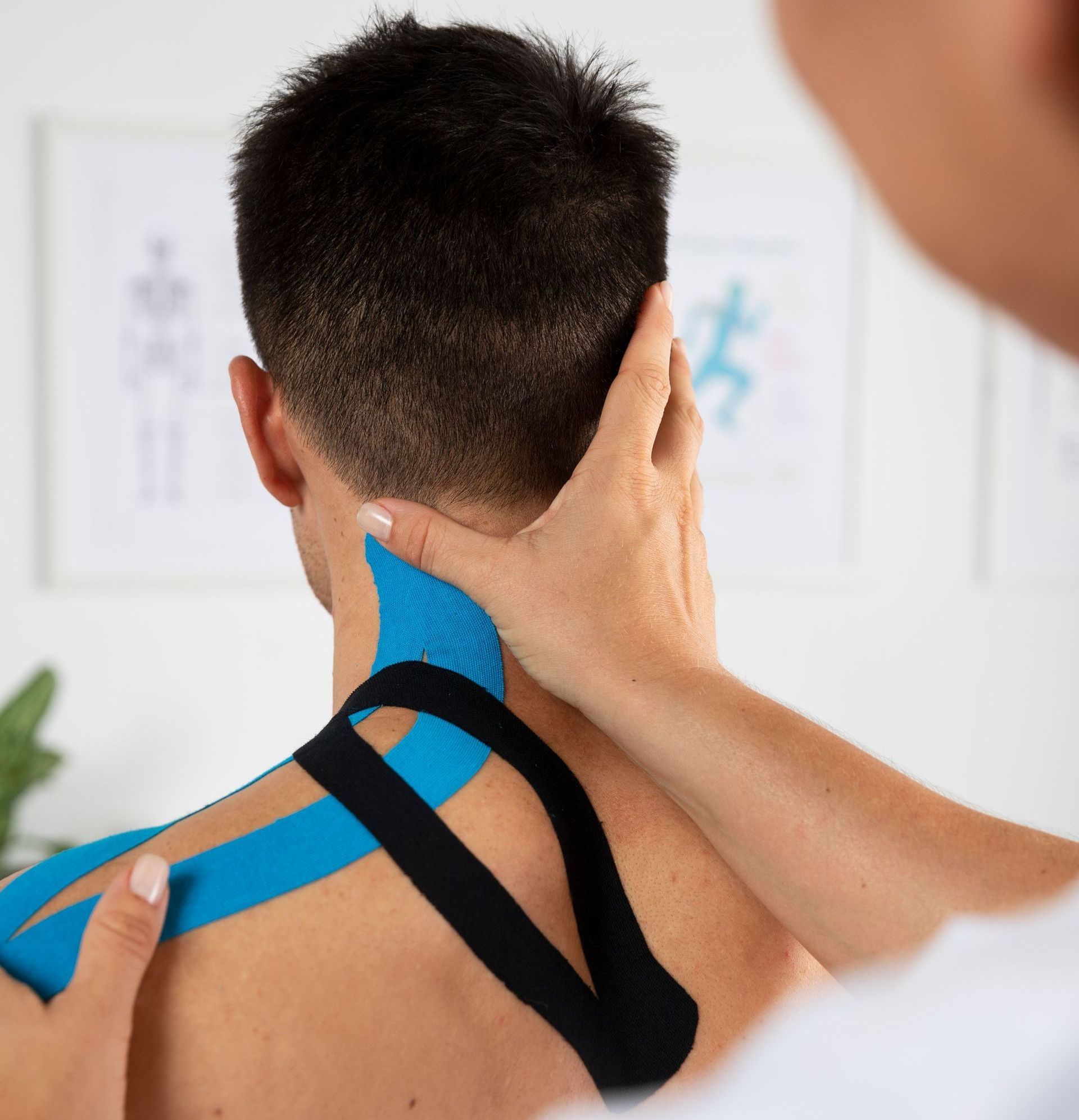 patient with elastic medical bandage