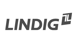A black and white logo for lindig on a white background