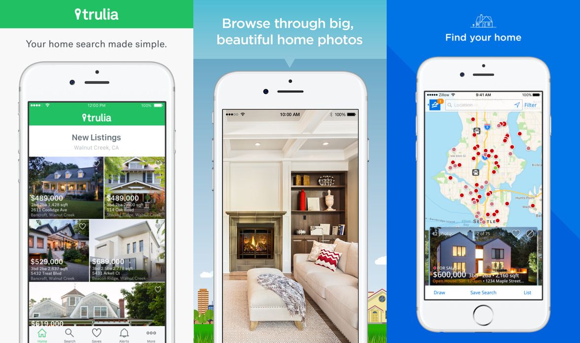 A screenshot of a real estate app called trulia