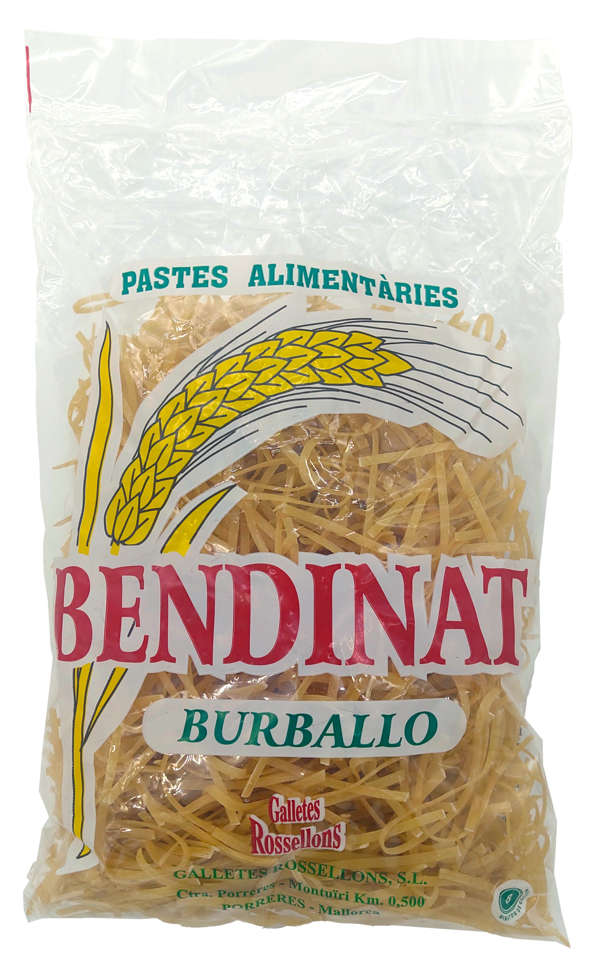Una bossa de pasta de burballo bendinal sobre fons blanc