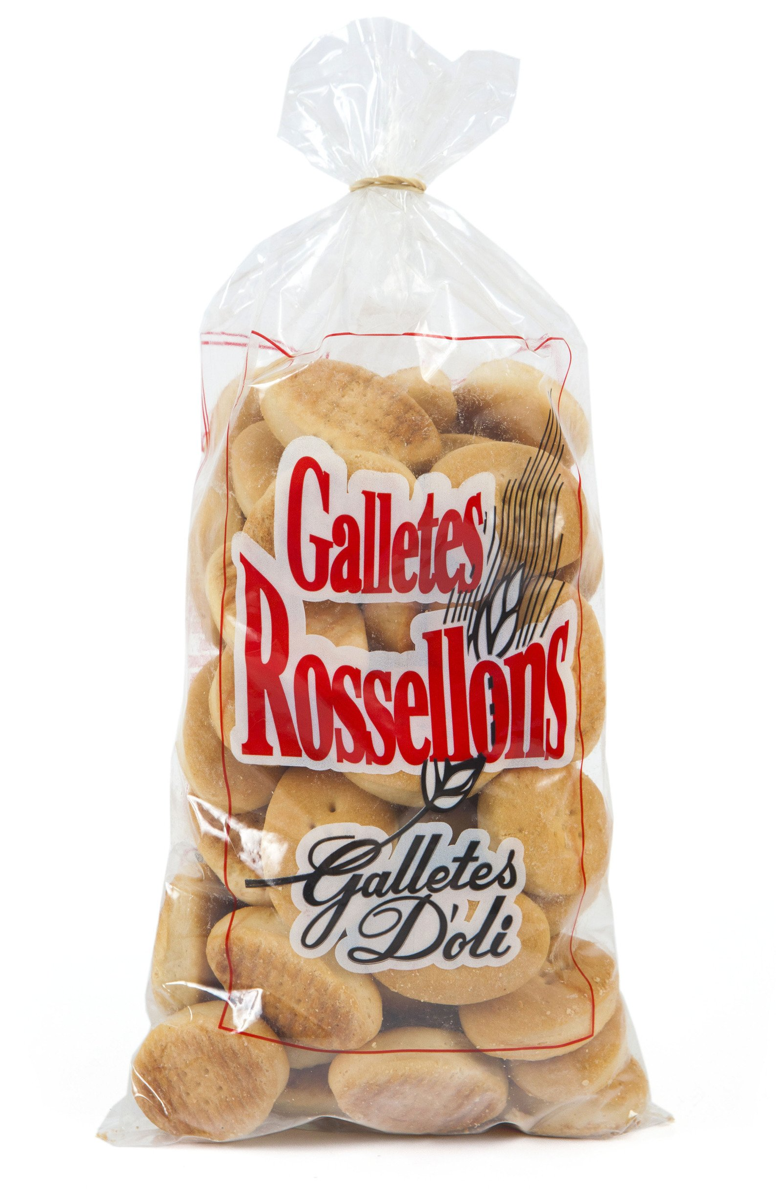 Una bossa de galletes rossellans sobre fons blanc.
