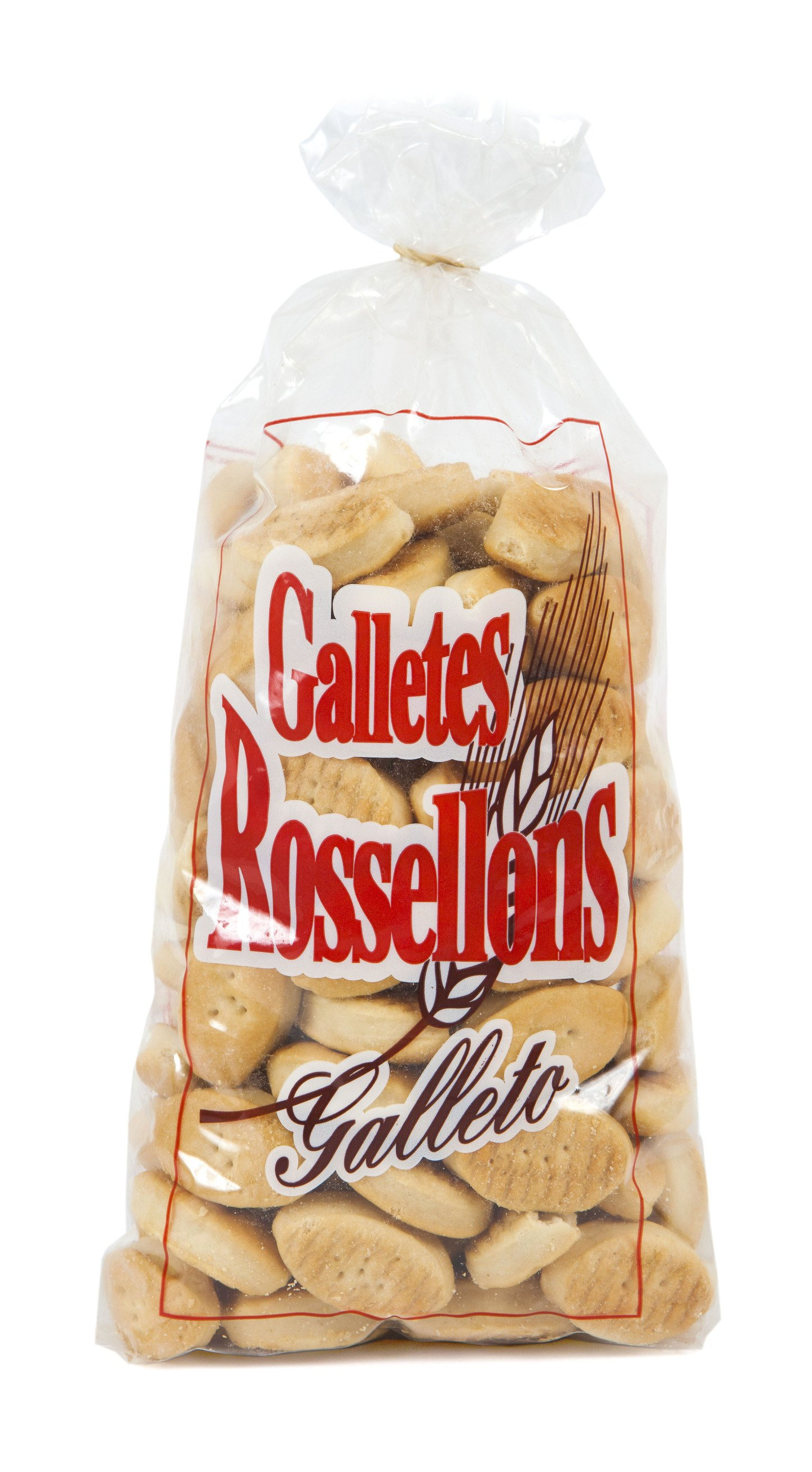 Una bossa de galletes rossellans sobre fons blanc.