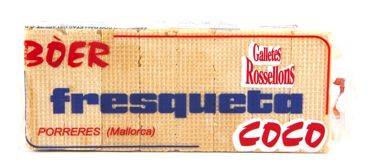 Una caixa de coco fresqueta boer sobre fons blanc