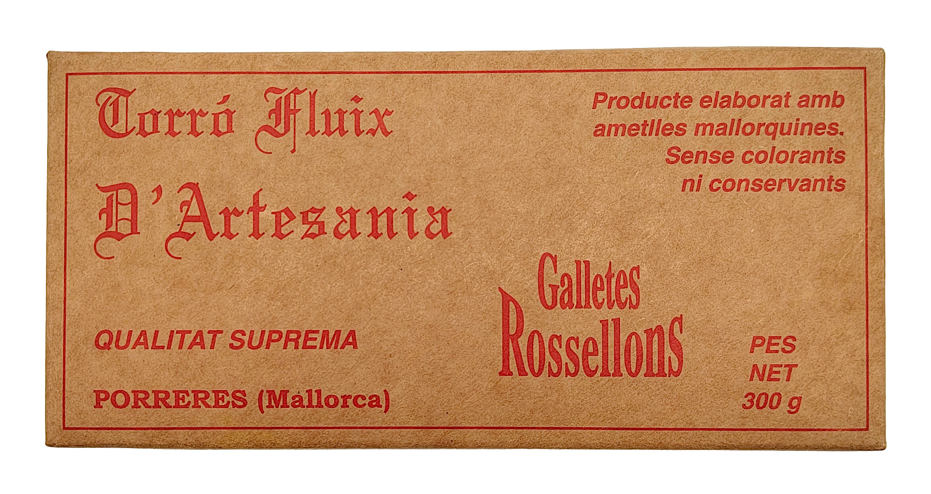 A box of torro fluix d'artesania és on white background