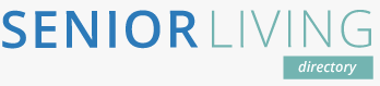 Senior Living Directory logo with blue and teal text and a teal directory tag