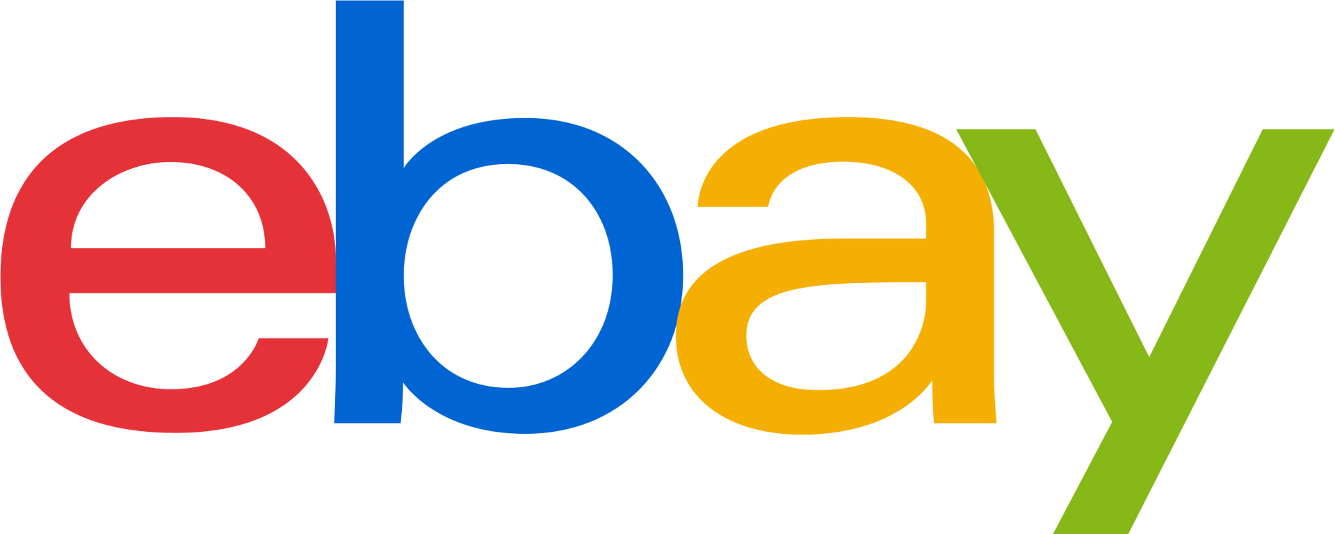 A colorful ebay logo on a white background