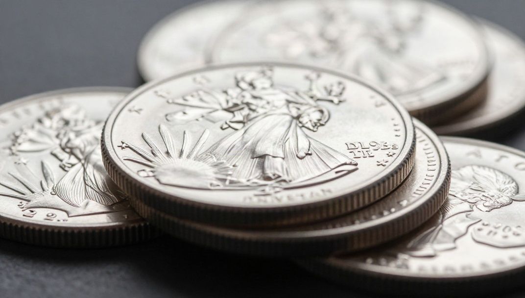 Historic Morgan silver dollars displayed for coin evaluation in St Louis Missouri