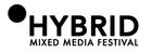 Logo for Hybrid Mixed Media Festival featuring a black dot to the left of the word 