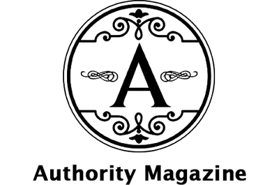 A black and white logo for authority magazine with a letter a in a circle.