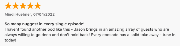 A screenshot of a review on a website with five stars