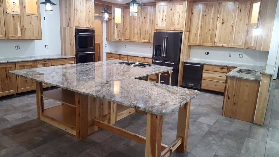 countertop granite with wood combination