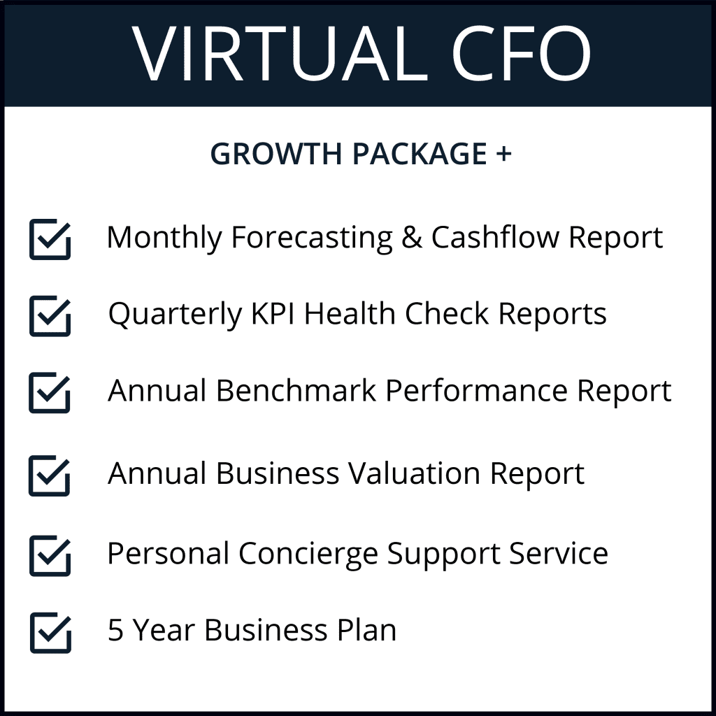 A virtual cfo growth package with monthly forecasting and cashflow report