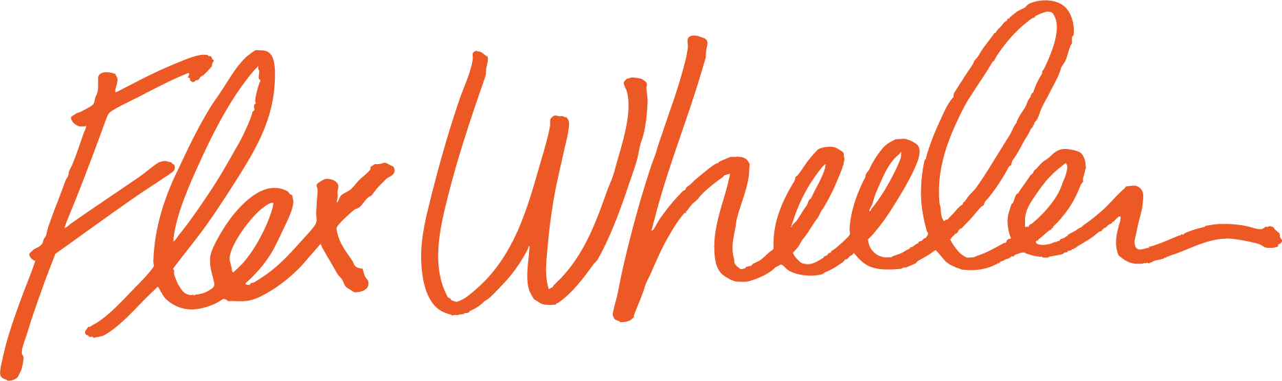 A handwritten logo for flex wheeler on a white background.