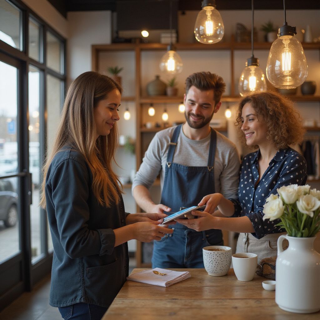 Group of people having a good conversation mobile payments by Reboot IT