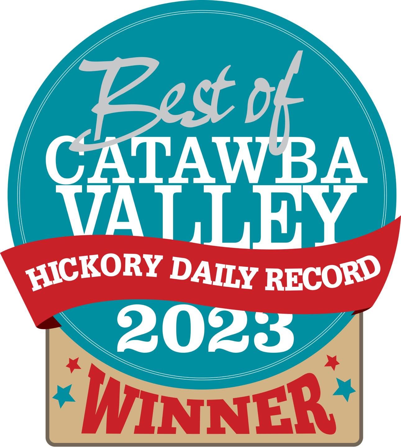 A sign that says best of catawba valley hickory daily record 2023 winner