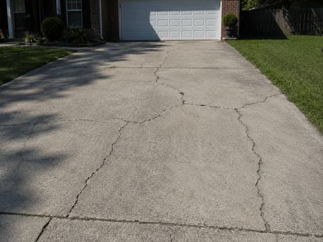 An image of cracked concrete driveway  in New Britain, CT