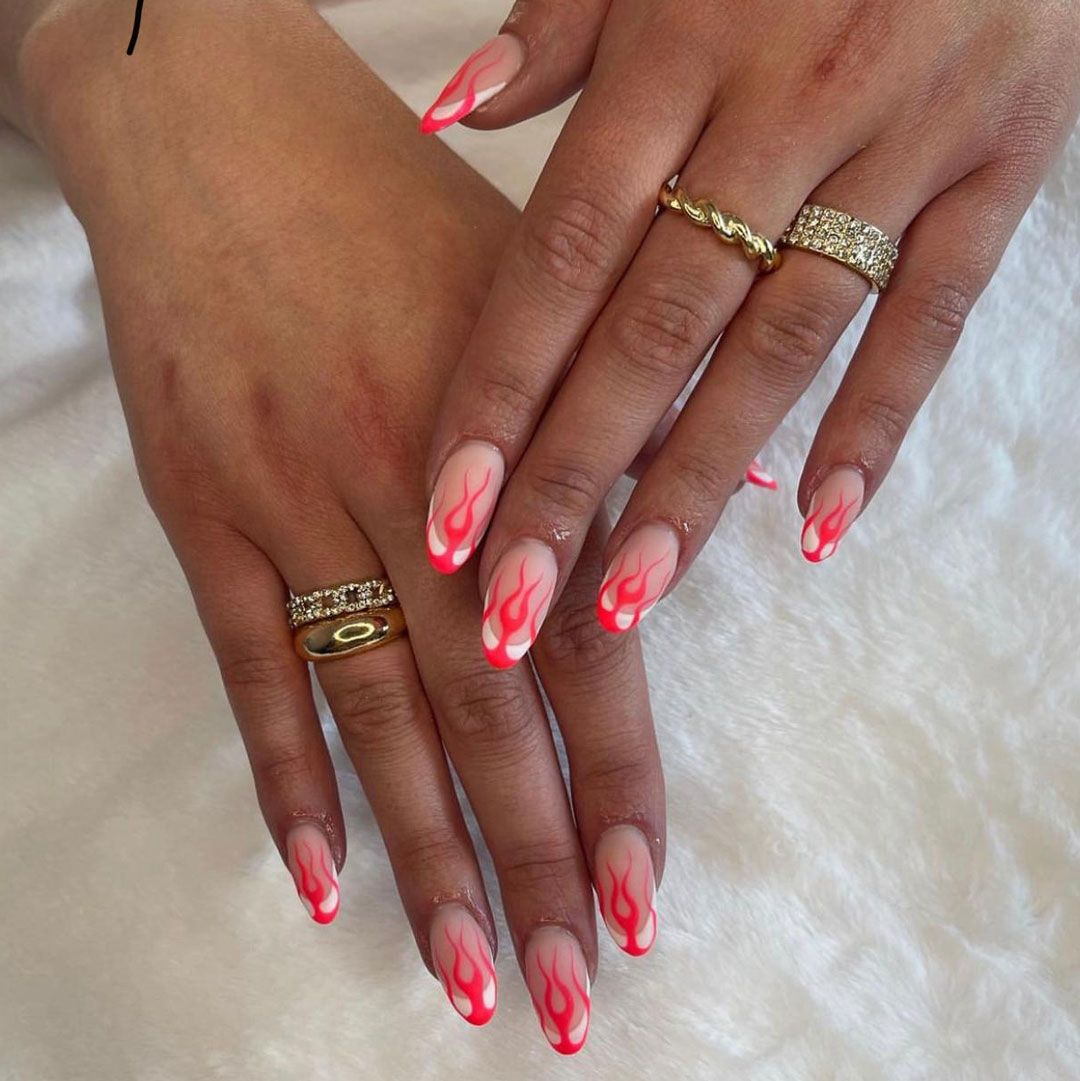 nail manicure with flames in swaffields beauty salon at upton