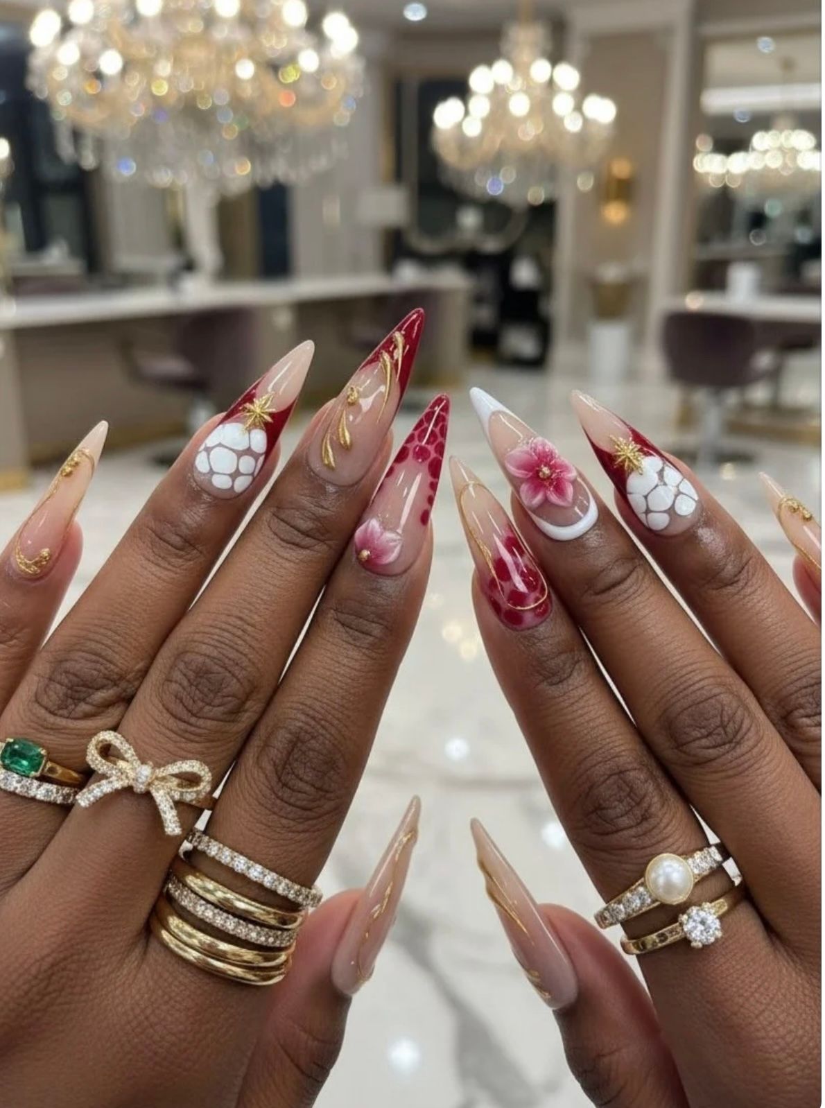 Milky-nude almond Acrylic Nails 