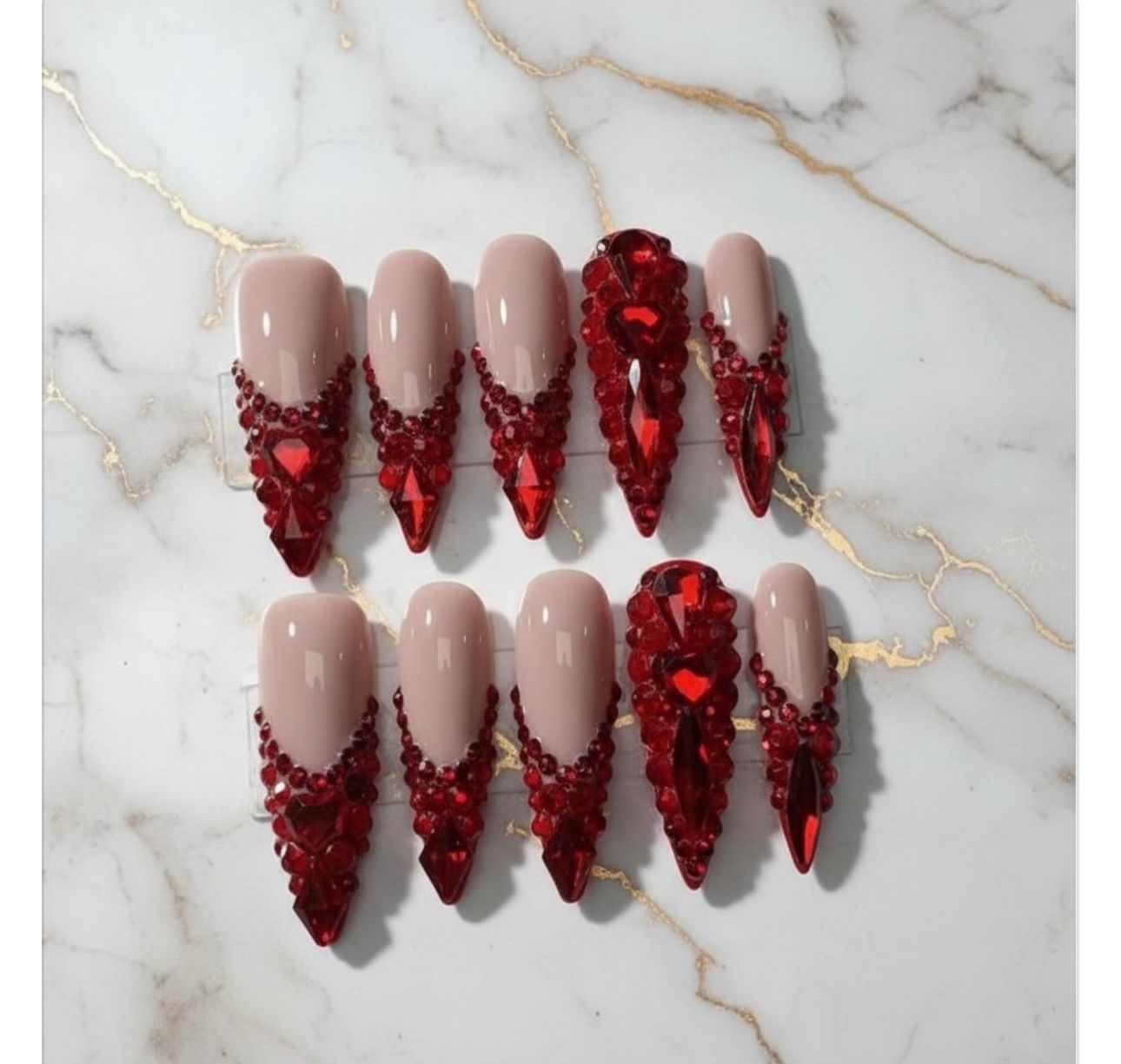 Red Crystal Nails