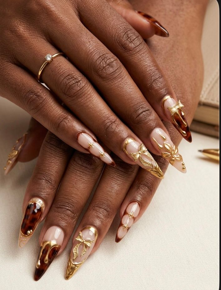 Gilded Glamour Nude Nails - Instant Luxury
