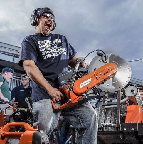 John with His Concrete Cutting Saw — Haysville, KS — Cutting Edge Concrete Cutting Inc