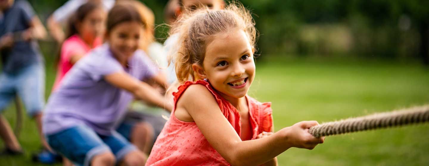 Kids playing tug of war