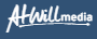 Atwill media logo in white on a dark blue background with a small white icon above the text
