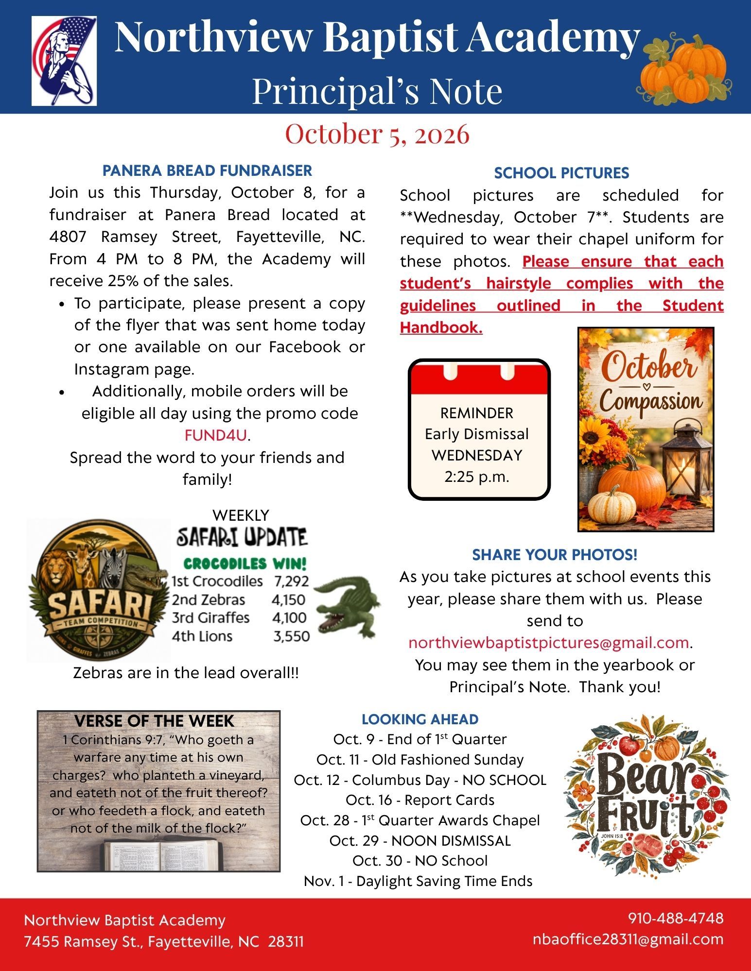 Newsletter for Northview Baptist Academy dated January 27, 2026, featuring academic awards, school updates, and events.