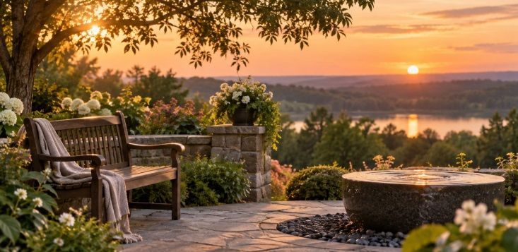 Peaceful garden setting for reflection and remembrance with cremation services Allentown, PA
