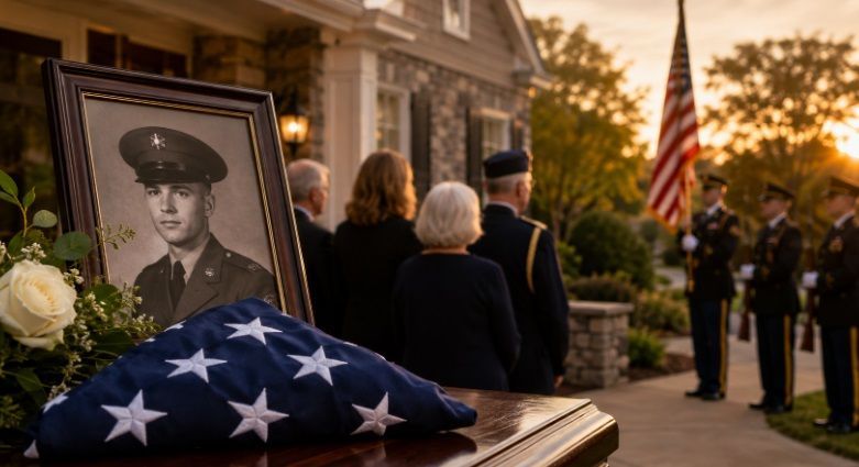 veterans memorial service at funeral homes Allentown, PA with military honors and an American flag.